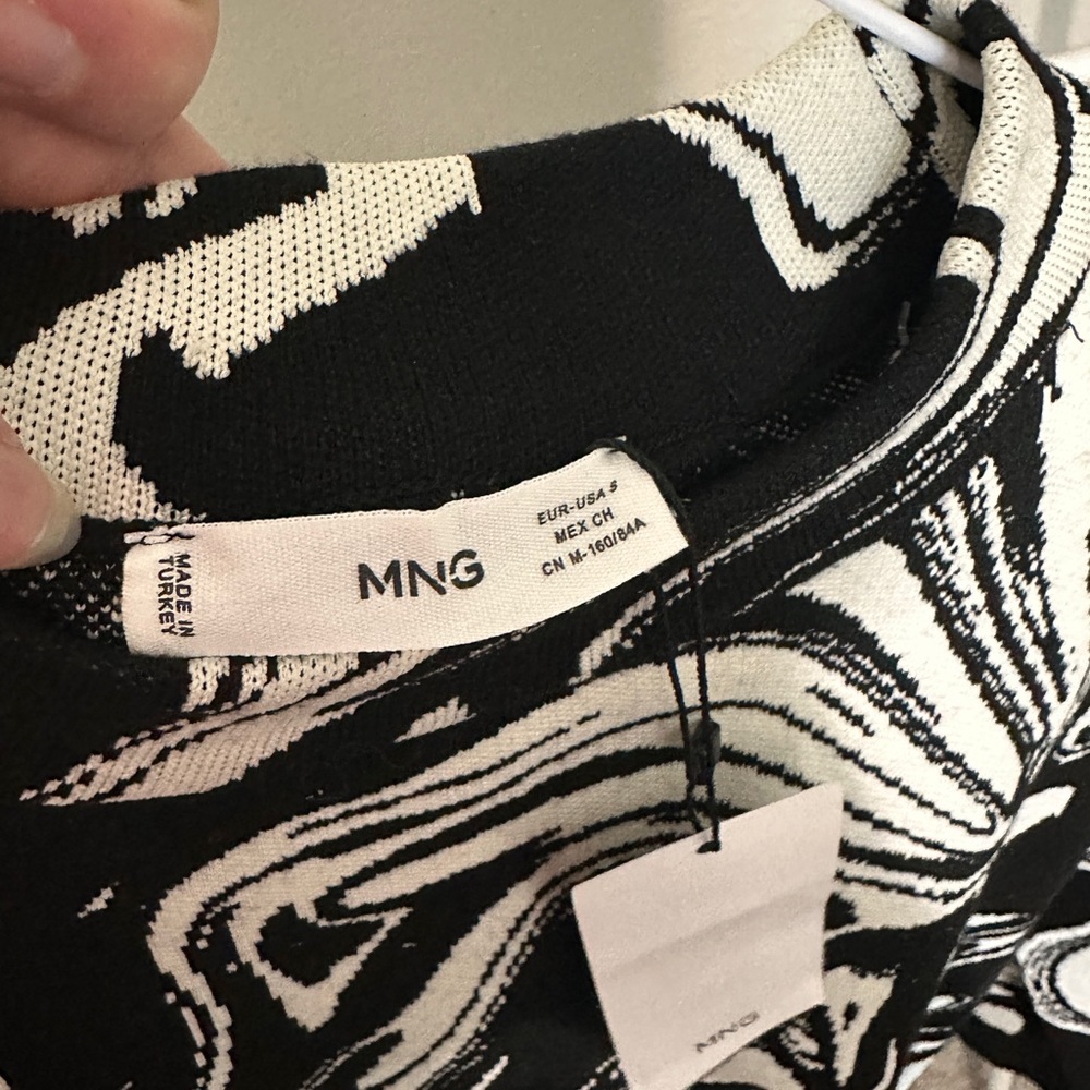 Mango Black and White Cowl Neck Sweater